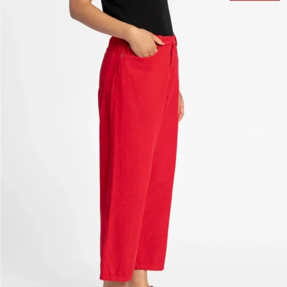 NWT Frances Valentine Jane Corduroy Pants Red Wide Leg Size 4 - Picture 4 of 5